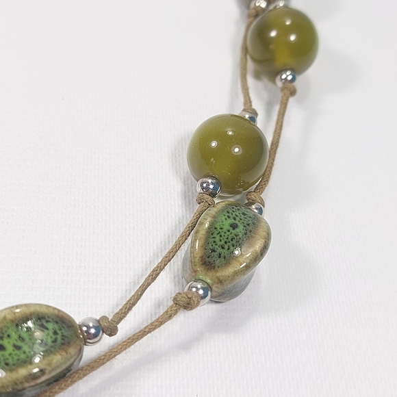 Bonita Green Multi Strand Layered Stone Ceramic Bead Necklace - Picture 8 of 9